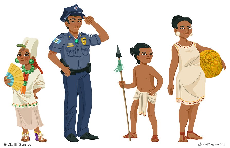 Character designs, Mayan Mysteries