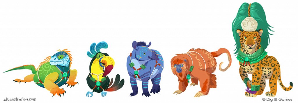 Character designs, Mayan Mysteries